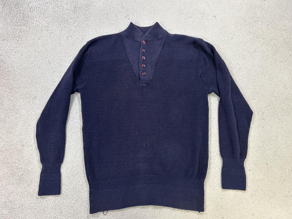 Vintage LL Bean Sweater Mens Large Navy Blue Cotton Button Grandpacore USA 90s